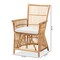 Baxton Studio Rose Modern Bohemian White Fabric Upholstered and Natural Brown Rattan Armchair 203-12634 - alternate 3